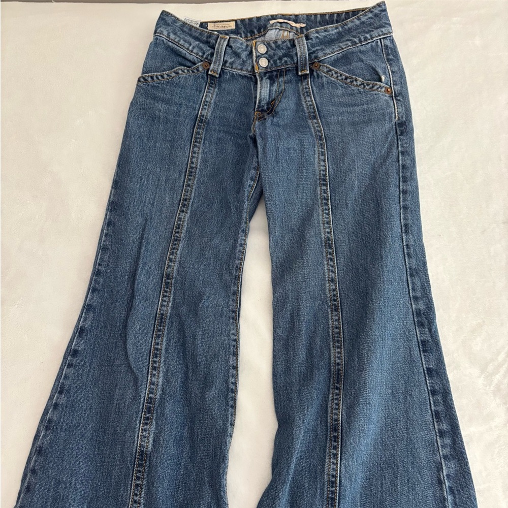 Levi's rare naughtiest bell bottom Blue Flare Wide Leg Jeans